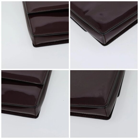 Salvatore Ferragamo Vala Chain Shoulder Bag Patent Purple Gold - Picture 16 of 16